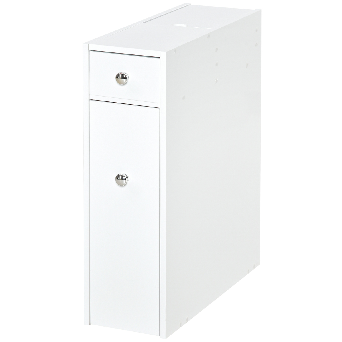 Slim white bathroom floor cabinet