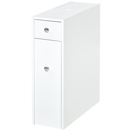 Slim white bathroom floor cabinet