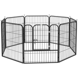 Pawhut 8-Panel Metal Pet Playpen for Dogs and Puppies – Folding Indoor and Outdoor Run Fence with Lockable Door