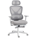 HOMCOM Ergonomic Office Chair with Adjustable Headrest, Lumbar Support & Legrest – Reclining Mesh Chair, Grey