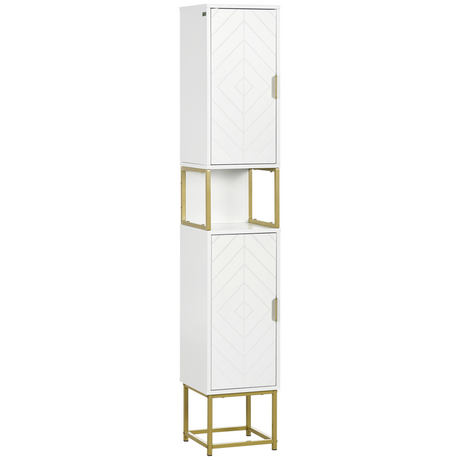 Slim linen tower bathroom cabinet