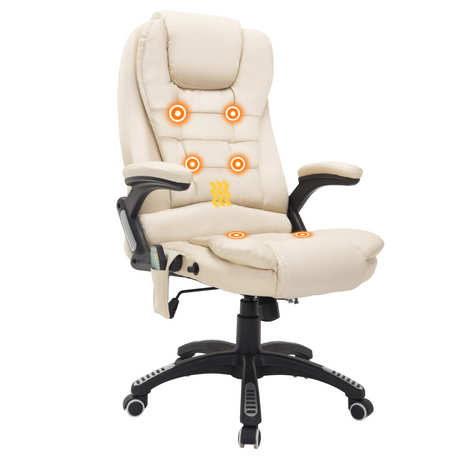 Beige executive massage office chair with heat