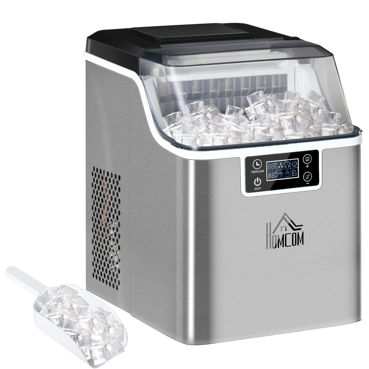 HOMCOM Countertop Ice Maker, 20kg in 24 Hours with 24 Cubes per Cycle – No Plumbing Required