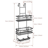 3 Tier Screen Shower Caddy Bathroom Storage Organiser Hanging Tidy Rack Basket-Black