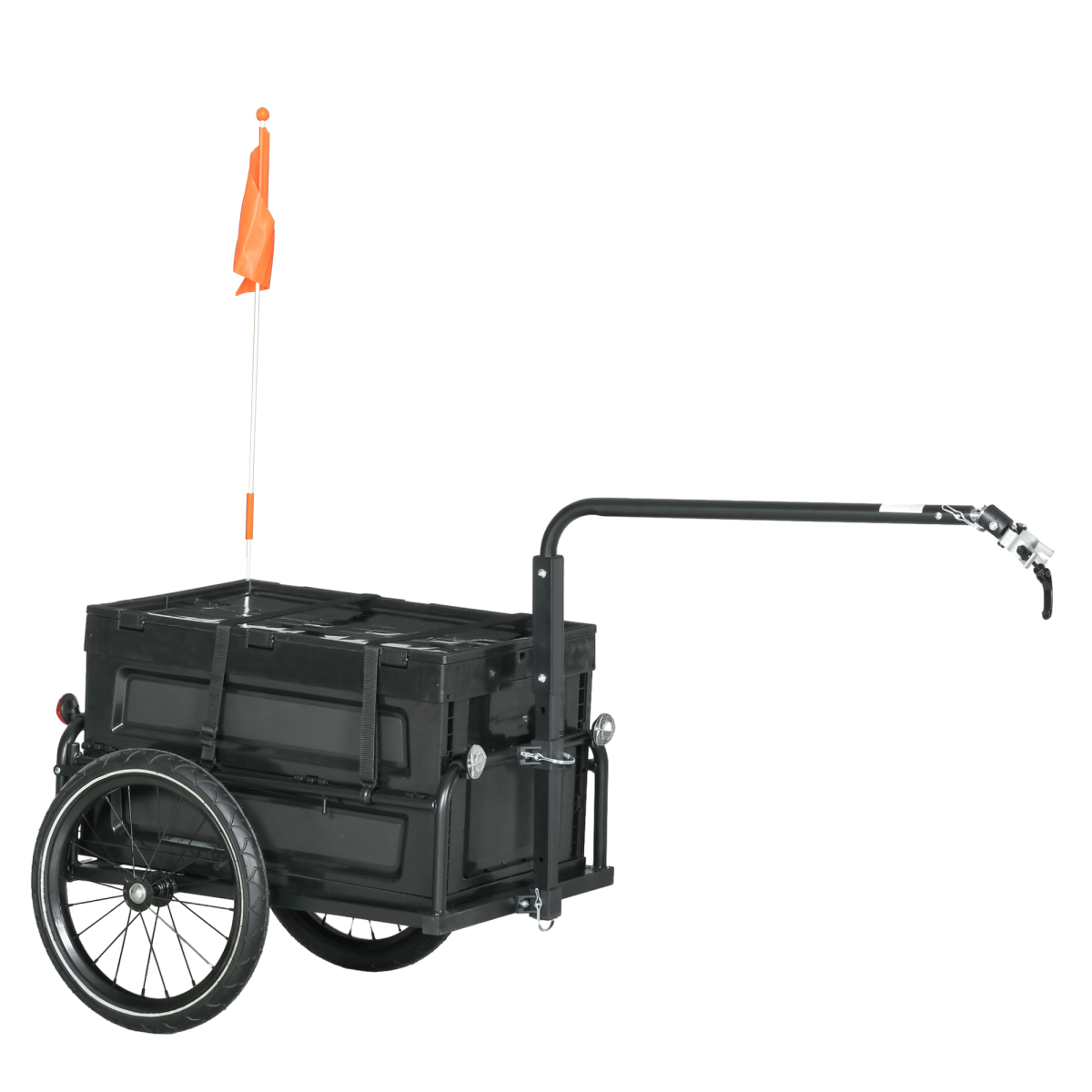 HOMCOM Bicycle Trailer with 65L Foldable Storage Box, Pneumatic Tyres and Quick-Release Wheels – Black