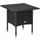 Outsunny PE Rattan Outdoor Coffee Table with Galvanised Steel Frame – Patio & Garden Side Table, Black