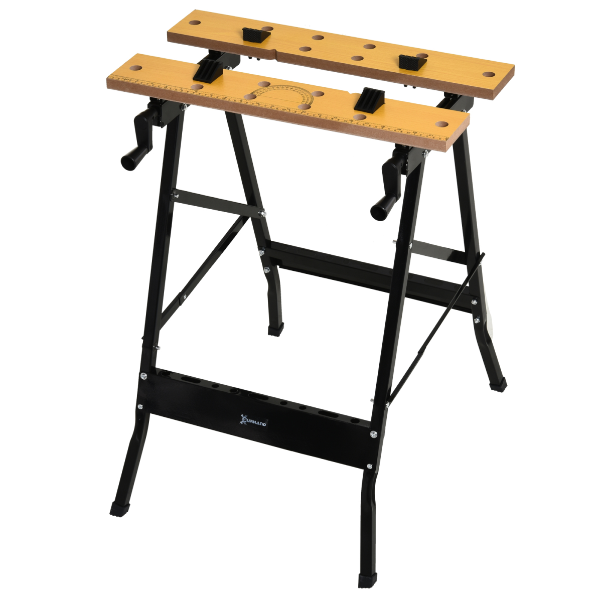 DURHAND Portable Folding Work Bench with MDF Top and Adjustable Clamps – 4-in-1 Workbench, Sawhorse, Black