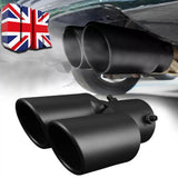 Dual Outlet Stainless Steel Exhaust Tip – Double Wall Straight Cut Tail Muffler Tip for 1.5–2.4 Inch Pipes