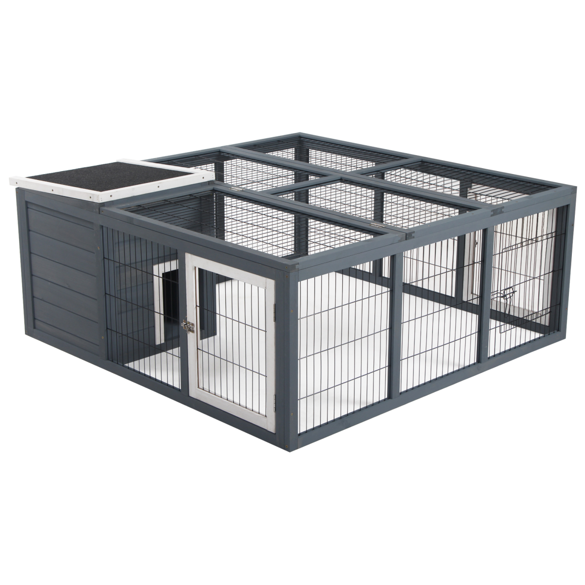 PawHut Rabbit Hutch and Run with Openable Main House and Roof – Small Animal Guinea Pig House