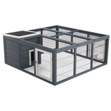 PawHut Rabbit Hutch and Run with Openable Main House and Roof – Small Animal Guinea Pig House