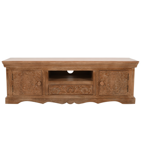 Artwork carved mango wood TV cabinet