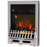 HOMCOM LED Flame Electric Fire with 1000W/2000W Heat and Coal Effect – Embedded Fireplace, Silver