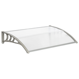 Door and Window Rain Cover Eaves Canopy, 120 x 80cm – Polycarbonate Hollow Sheet, ABS Brackets, White and Grey