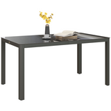 Outsunny Outdoor Dining Table for 6 with Tempered Glass Top & Powder-Coated Aluminium Frame – Patio Furniture, Grey