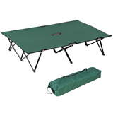 Outsunny Double Camping Cot with Carry Bag, 136kg Capacity – Folding Two-Person Camp Bed, Green