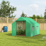 Walk-in Greenhouse with Roll-up Door & Mesh Windows – Galvanised Steel Frame Grow House, 200 x 300 x 200cm, Green