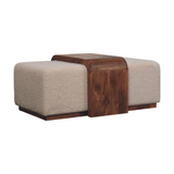 Artisan Furniture Solid Wood Arden Bench Duo with Boucle Seats & Central Table – Hallway Seating, Brown & Cream