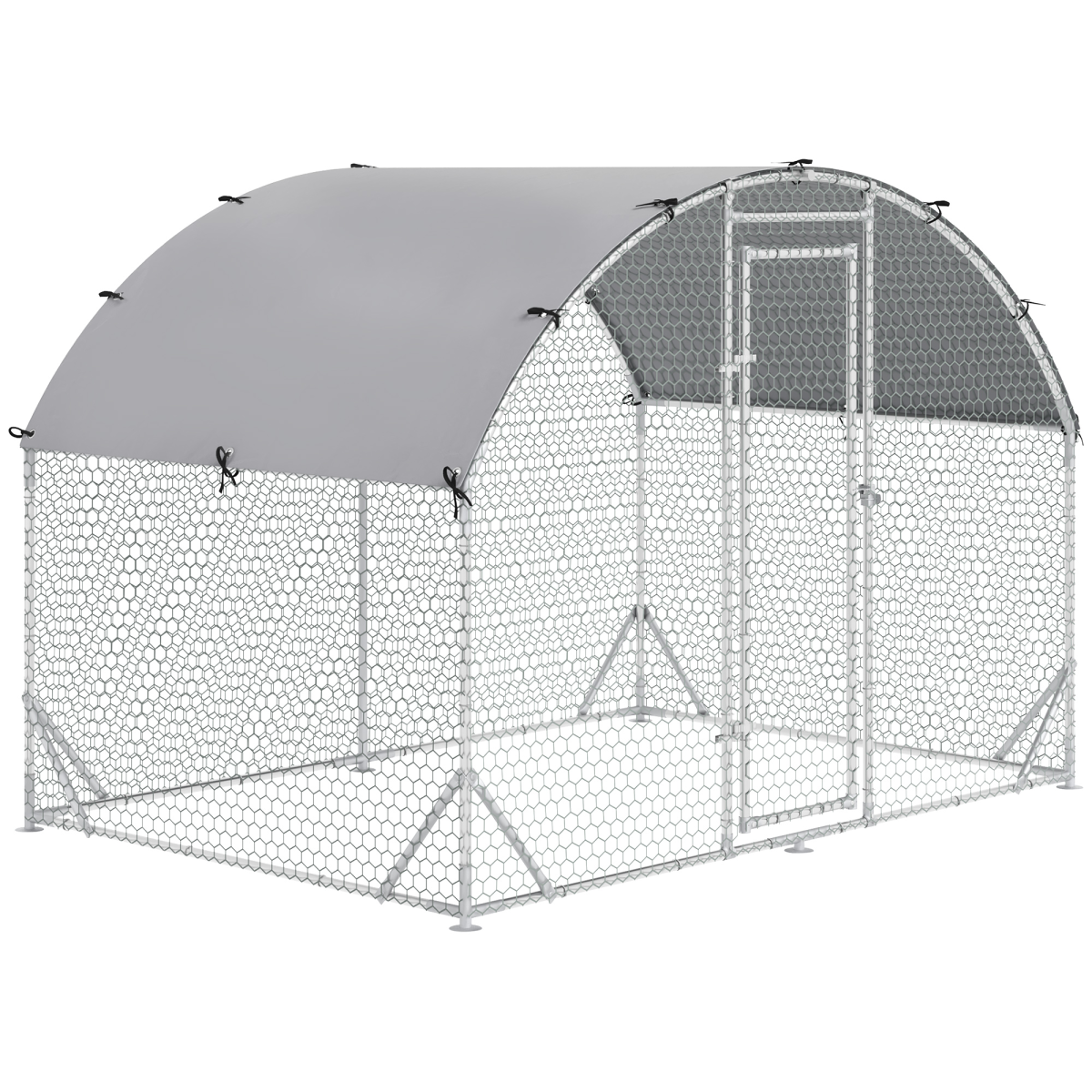 PawHut Galvanised Steel Chicken Run with Canopy Cover and Lockable Door – 2.8 x 1.9 x 2 m Hen House