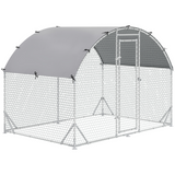 PawHut Galvanised Steel Chicken Run with Canopy Cover and Lockable Door – 2.8 x 1.9 x 2 m Hen House