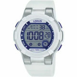 Lorus Sports Chronograph Digital Watch – White Resin Strap, Day/Date, 100m Water Resistant, R2359KX9 (Needs Battery)
