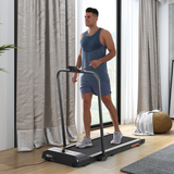 Folding Walking Treadmill with LED Display, Safety Key & Wheels – Home & Office Walking Machine, Orange