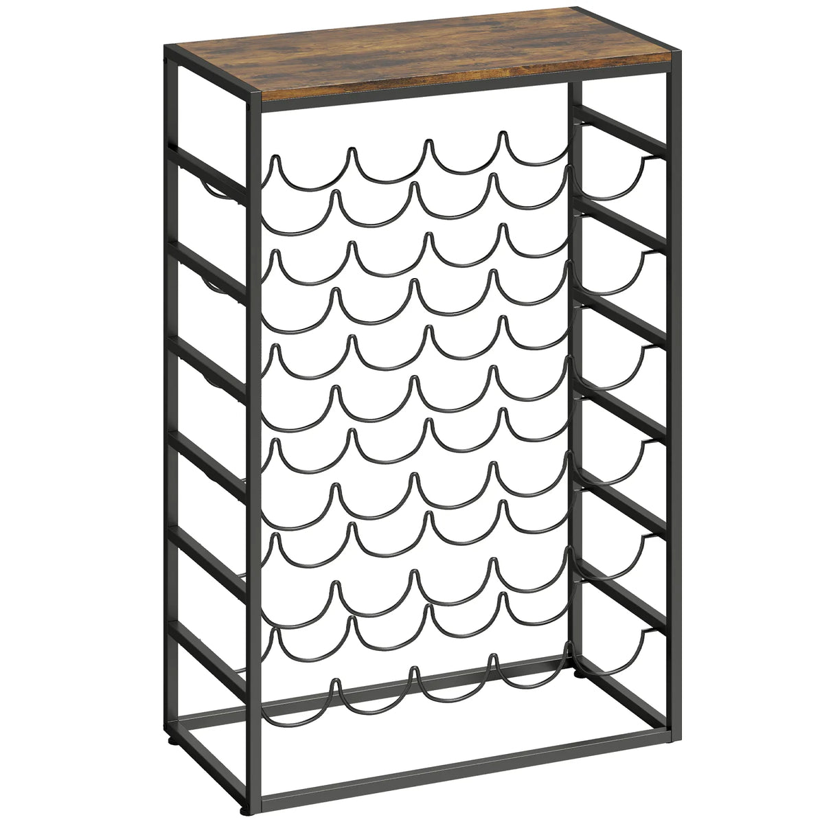 HOMCOM 6 Tier Free Standing Wine Rack for 30 Bottles with Wood-Effect Top, Rustic Brown