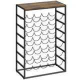 HOMCOM 6 Tier Free Standing Wine Rack for 30 Bottles with Wood-Effect Top, Rustic Brown