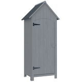 Outsunny Wooden Garden Storage Shed with 3 Shelves, Tilt Roof and Lockable Door – Outdoor Tool Cabinet, Grey