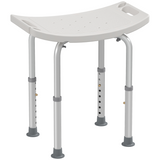 HOMCOM Mobility Shower and Bath Stool with Adjustable Height and Non-Slip Suction Feet – Aluminium Seat