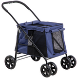 PawHut One-Click Foldable Pet Stroller with Mesh Windows & Four Wheels – Dog Buggy for Small Dogs, Blue