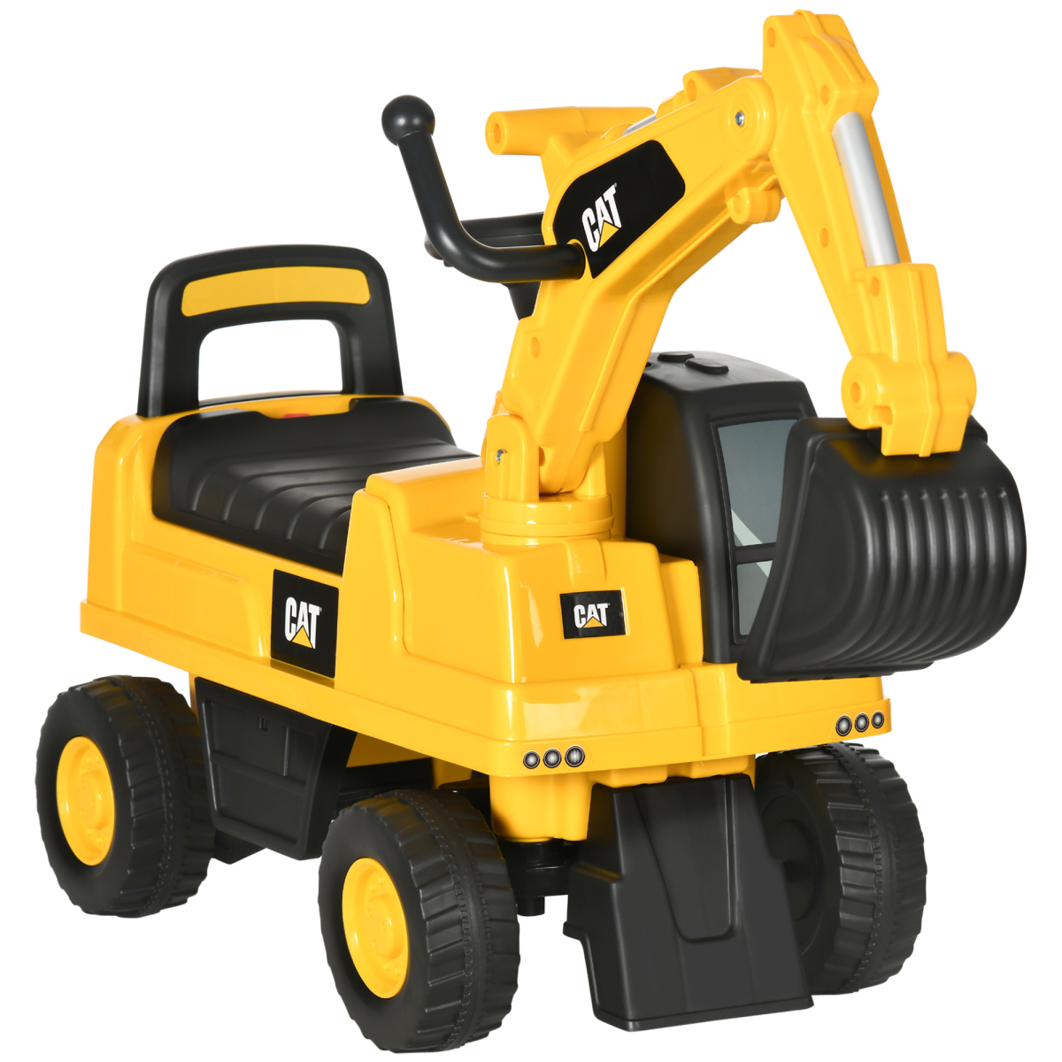 HOMCOM CAT Licensed Kids Ride-On Digger with Controllable Shovel and Under-Seat Storage – For 1-3 Years