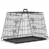 PawHut 30" Collapsible Car Dog Crate with Slanted Design, Tray & Handle, 76 x 48 x 53 cm – Small Dog Travel Cage