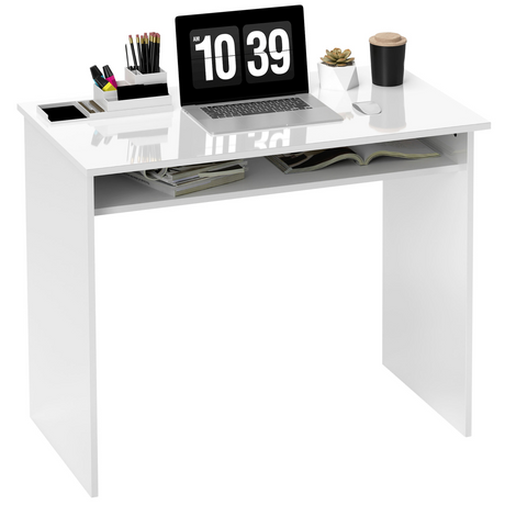 HOMCOM white high gloss computer desk