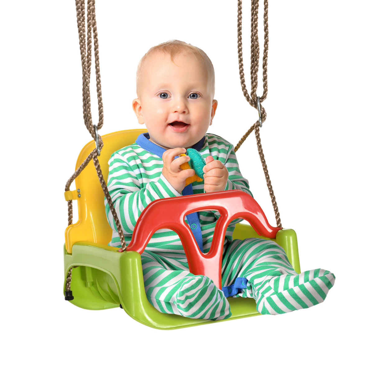 Outsunny 3-in-1 Adjustable Baby Swing with T-Bar & Safety Belt – Indoor & Outdoor Toddler Seat, 9–36 Months