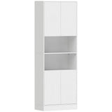 HOMCOM 170cm Kitchen Pantry Cabinet with Soft-Close Hinges and Adjustable Shelves – Freestanding, White Wood Effect