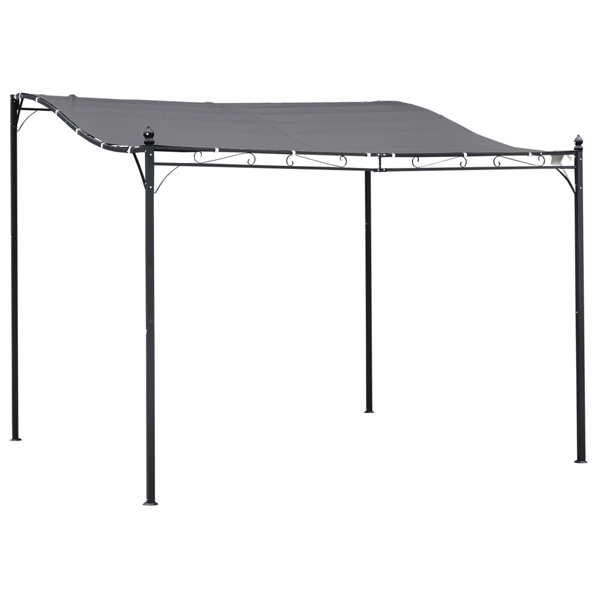 Outsunny 3x3m Freestanding Pergola-Style Metal Canopy with Polyester Roof – Garden Shade Shelter, Grey