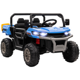 HOMCOM 12V Two-Seater Kids Electric Ride-On Truck with Electric Bucket, Remote Control & LED Lights – Blue