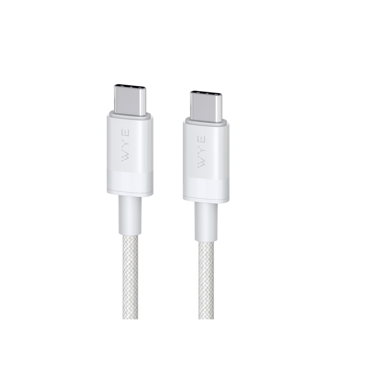 WYE 240W Braided USB-C to USB-C Ultra Fast Charge & Sync Cable, 2m – Laptop Charging and Data Transfer, White