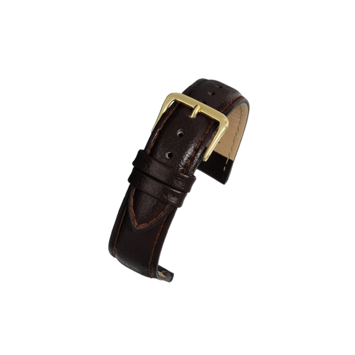 Dark Brown Padded Buffalo Grain Leather Watch Strap, 18mm – Colour-Matched Stitching
