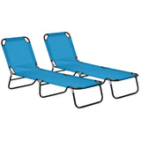 Outsunny Folding Garden Sun Lounger with Five-Position Backrest, Breathable Fabric Seat & Metal Frame, Sky Blue
