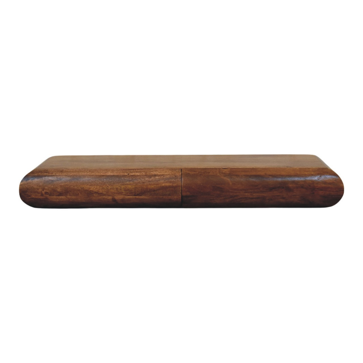Artisan Furniture Solis Solid Mango Wood Wall-Mounted Console with Drawers – Rounded Floating Design, Amber Oak