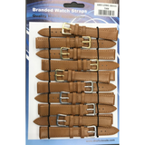 DK Extra Long Leather Watch Straps, Pack of 10, 22mm – Brown Tan, Model 1003