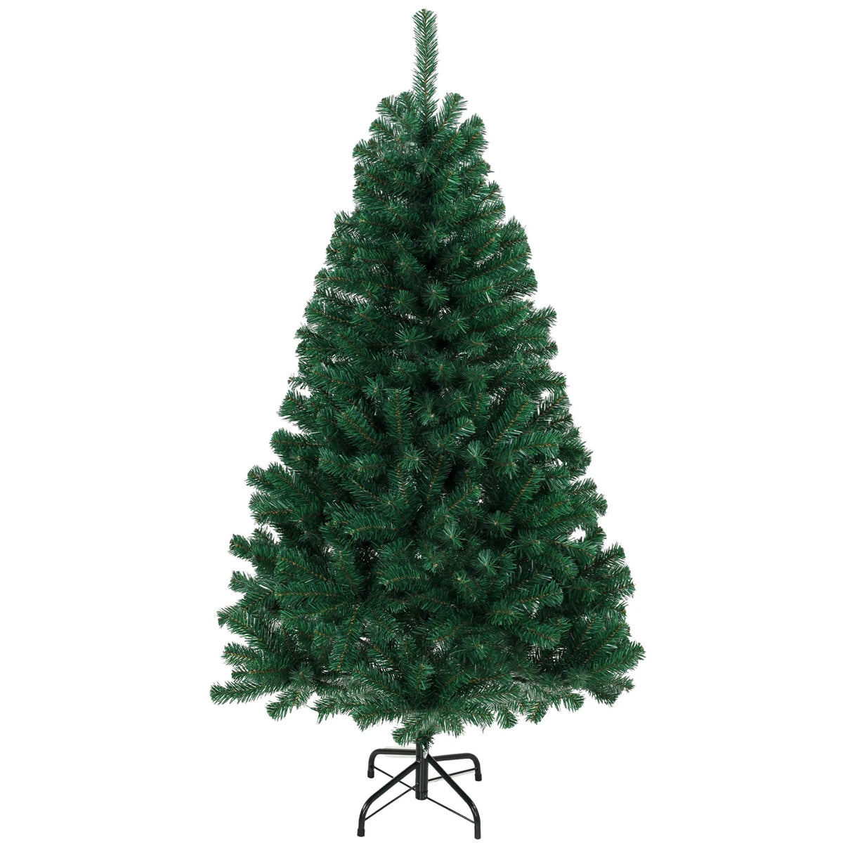HOMCOM 5ft Hinged Artificial Fir Christmas Tree with 420 Branch Tips and Foldable Steel Stand, Green