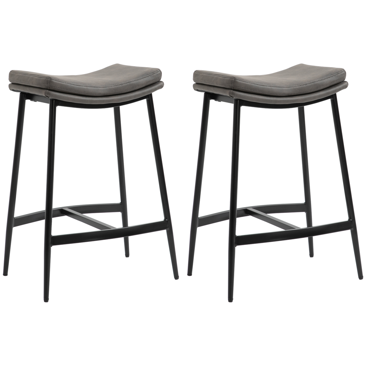 HOMCOM grey curved upholstered bar stools