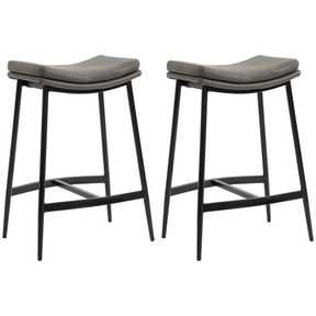 HOMCOM grey curved upholstered bar stools