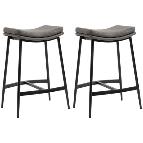 HOMCOM grey curved upholstered bar stools