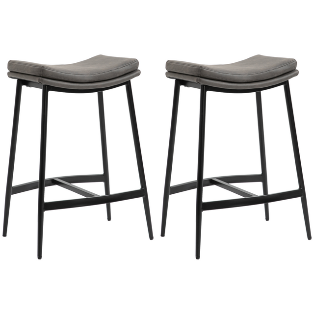 HOMCOM grey curved upholstered bar stools
