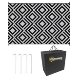 Outsunny Reversible Waterproof Outdoor Rug with Carry Bag, 182 x 274 cm, Black