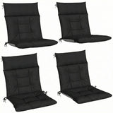 Outsunny Set of 4 Waterproof Non-Slip Patio Chair Cushions with Headrest, 112 x 53 cm, Black
