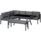 Outsunny 8-seater L-shape aluminium garden dining sofa set